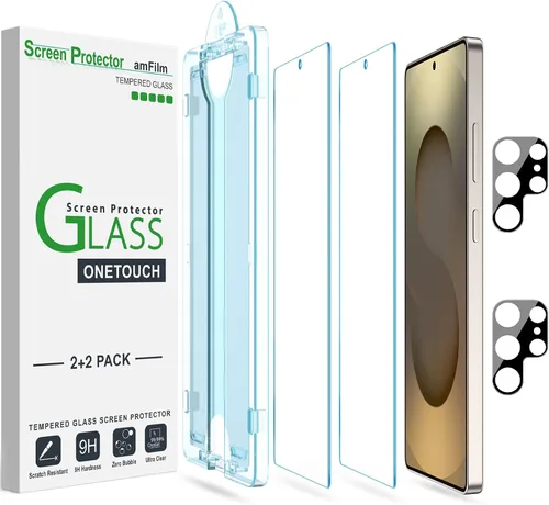 Vista 17 de amFilm OneTouch - Protector de pantalla para Samsung Galaxy S22 5G de 6.1 pulgadas, dureza 9H con protector de lente de cámara, más fácil