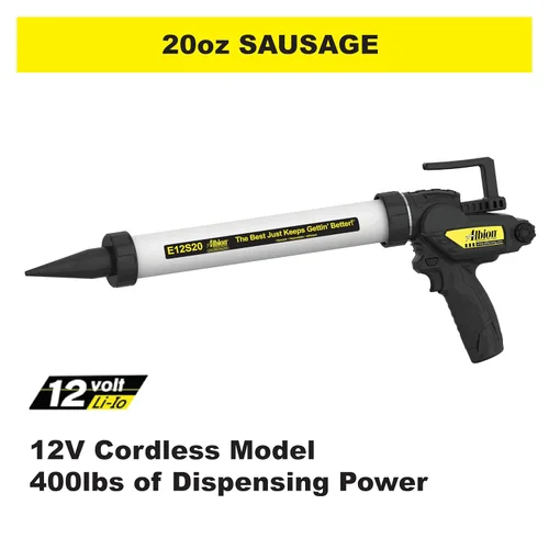 Vista 2 de Albion Engineering E12S20 B-Line - Pistola para calafatear salchichas inalámbrica, sin goteo, 12 V, 20 onzas Empuje de 400 Lbf, disparador