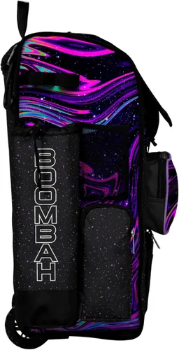 Vista 2 de Boombah bolsa grande con ruedas para elementos de béisbol o softball, con mango telescópico, capacidad para 4 bates, versión con ruedas - Supernova