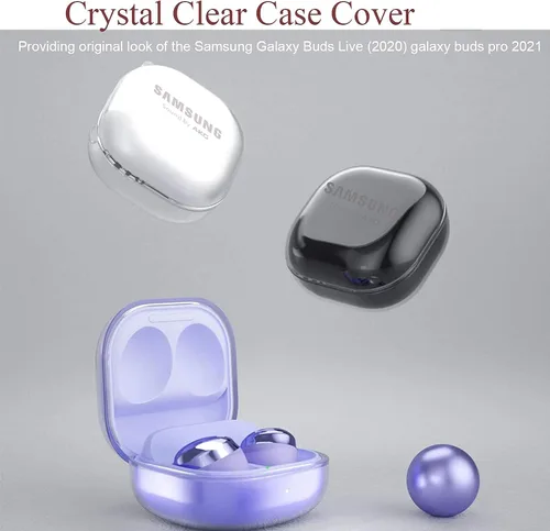 Vista 8 de AIIKO Funda compatible con Galaxy Buds 2 Pro 2022/Galaxy Buds 2/Pro Case 2021/Galaxy Buds Live 2020 Funda protectora transparente de TPU suave a