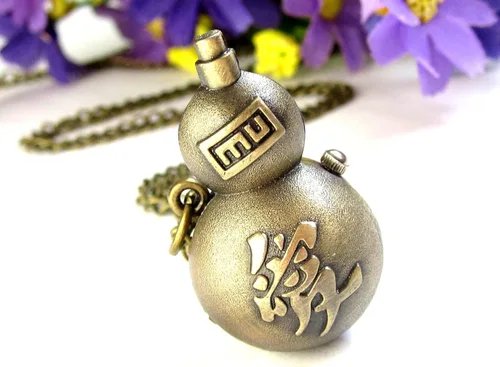 Vista 2 de joyplancraft Anime Naruto Arena calabaza de reloj de bolsillo de la garra con chino Palabra "Amor