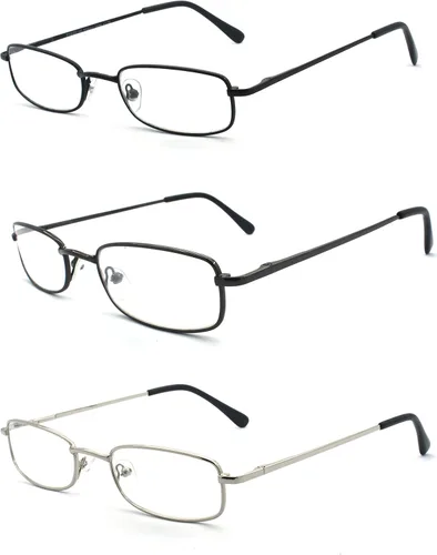 Vista 9 de Classic Readers - Gafas de lectura rectangulares de metal para hombres y mujeres, multicolor