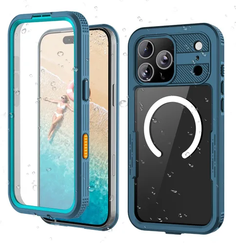 Vista 13 de Funda protectora de cuerpo completo compatible con iPhone 15 de 6.1 pulgadas, magnética, impermeable, a prueba de caídas, nieve, arañazos