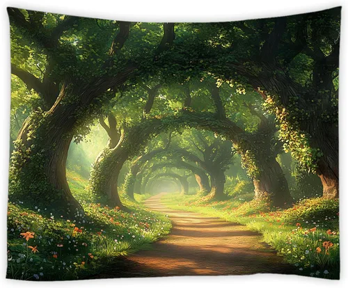 Vista 9 de Tapiz para estantería de gato, biblioteca mágica de fantasía, plantas florales bohemias, hippie para colgar en la pared, decoración artística