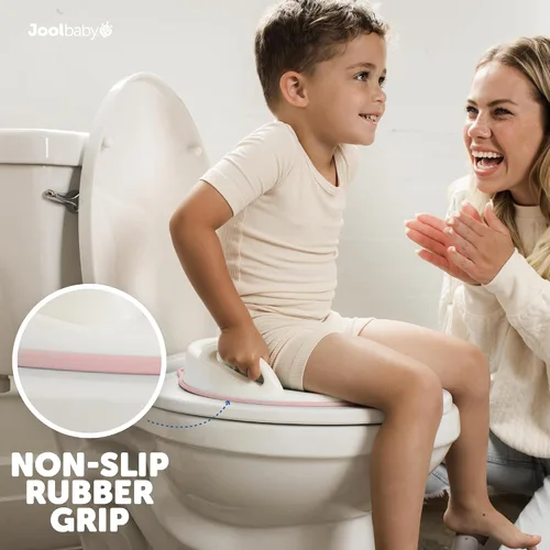 Vista 3 de Jool Baby Asiento de entrenamiento para ir al baño para niños y niñas con asas, se adapta a inodoros redondos y ovalados, antideslizante