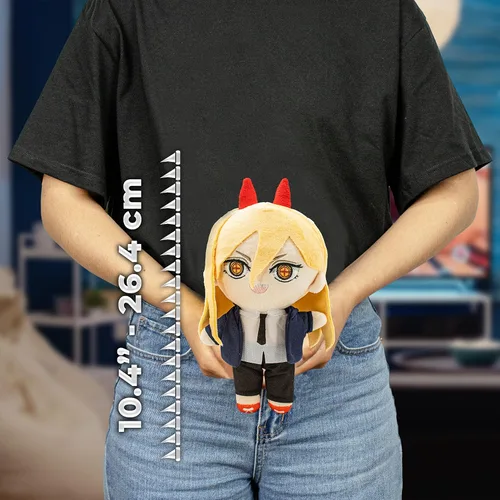 Vista 5 de NINJAMO Chainsaw Anime Man - Peluche súper suave de 8 pulgadas en chaqueta azul poder, muñeca de peluche