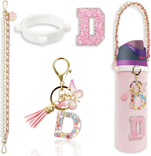 Vista 60 de Letter Handle Strap Accessories with Cute Initial Charm Compatible with Owala Water Bottle 24oz 32oz 40oz Owala Kids
