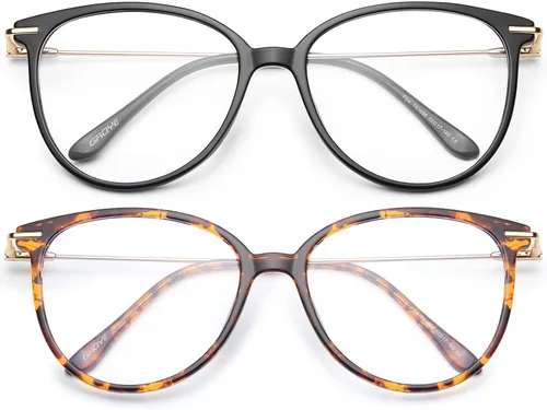 Vista 16 de Gaoye - Gafas de bloqueo de luz azul - Marcos redondos TR90 de moda, brazos de metal, protección UV400 - Estuche suave a juego * 1 marco negro