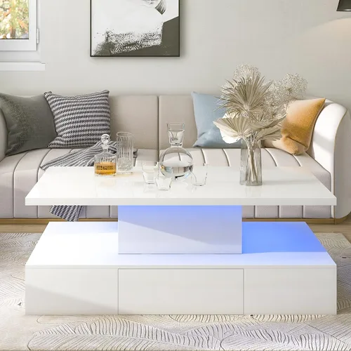 Vista 18 de Mesa auxiliar elevable, mesa auxiliar multifuncional con estantes abiertos, mesa de comedor moderna para sala de estar, oficina en casa (negro #004)