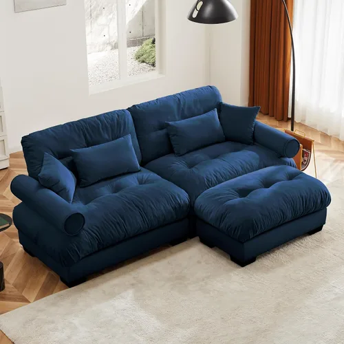 Vista 28 de Otomana beige para sofá modular modular, sofá individual, asiento otomano para sofá modular convertible, sofás de terciopelo para sala de estar
