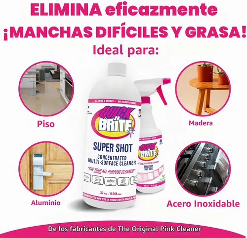 Vista 3 de Quick 'n Brite Super Shot Limpiador líquido, limpiador multiusos verdadero, concentrado, 32 onzas