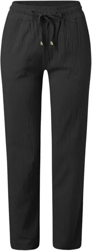 Vista 2 de Pantalones para mujer, a la moda, de mezcla de algodón, pantalones casuales de pierna recta con cordón y bolsillos
