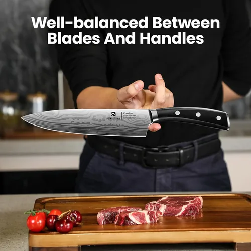 Vista 5 de Juego de cuchillos magnéticos de 15 piezas para cocina con bloque, juego de cuchillos de cocina hechos de acero inoxidable alemán de alto carbono