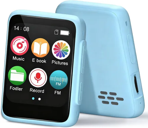 Vista 12 de Reproductor de MP3 para niños con Bluetooth y altavoz, reproductor de música portátil simple para niños, radio FM de 32 GB, lector de libros Negro