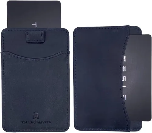 Vista 2 de Tailor Master Tarjetero para Tesla Model 3 X Y Slim Minimalista Tarjetero Bloqueo RFID, Azul marino