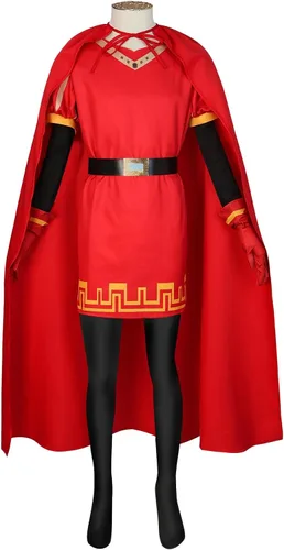 Vista 3 de Disfraz de anime Lord Farquaad Cosplay Farquaad, sombrero rojo, bata, uniforme de caballero, disfraz de Halloween para adultos y niños