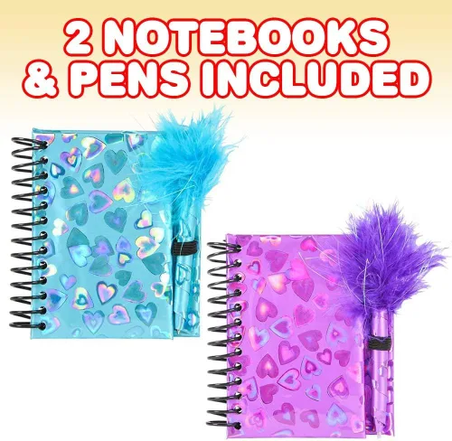 Vista 2 de ArtCreativity Juego de cuaderno y bolígrafo para niños, juego de 2, bolígrafo con punta de pluma y pequeño bloc de notas brillante con soporte