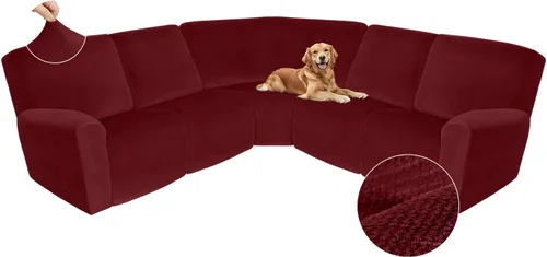 Vista 568 de Arfntevss Fundas de sofá seccional reclinable de terciopelo, Funda de sofá seccional de esquina para sofá reclinable, Funda elástica suave