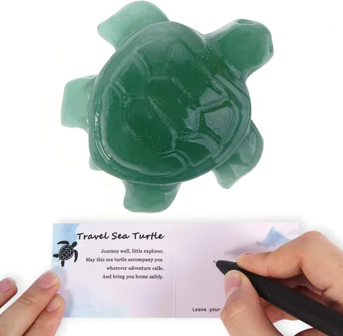 Vista 12 de Figuras de tortuga marina de viaje de cristal, tortuga de obsidiana negra, regalos de viaje para mujeres, hombres y viajeros, dije de buena suerte
