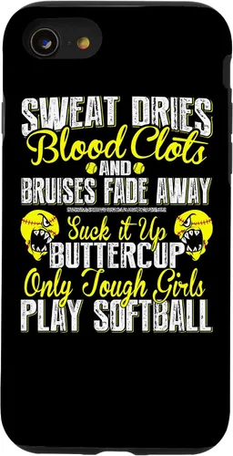 Vista 18 de iPhone 16 Only Tough Girls Play Softball - Funda resistente para jugador de sóftbol