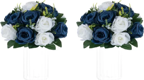 Vista 29 de NUPTIO Rosas Artificiales Negras Flores: Ramo de Flores Falsas Decoraciones de Halloween - 15 Cabezas Centros de Mesa de Rosas Artificiales con Base