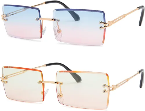 Vista 118 de Gafas de sol rectangulares para hombres/mujeres, gafas de sol pequeñas sin montura cuadrada
