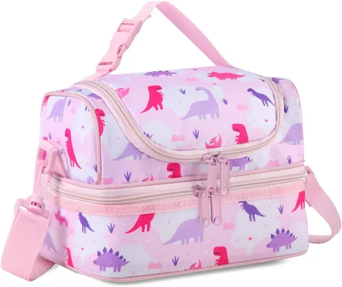 Vista 14 de VASCHY - Lonchera para niños, bolsas de almuerzo aisladas de dos compartimentos para niños y niñas con correa para el hombro para la escuela