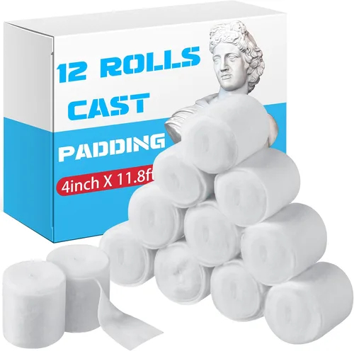 Vista 9 de Nuanchu 12 rollos de tela de yeso acolchado de algodón médico, 2 pulgadas x 8.8 pies