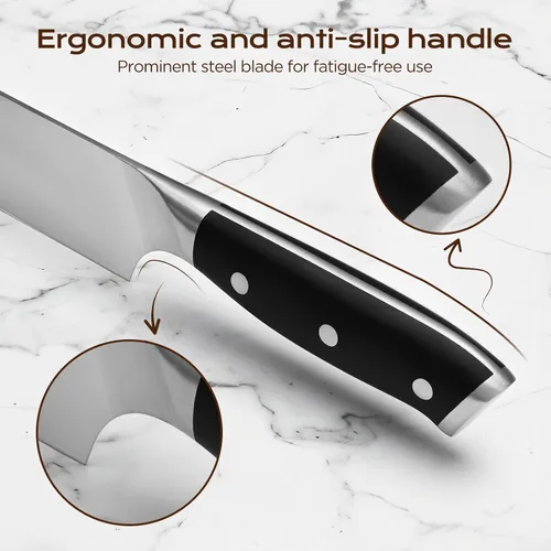 Vista 6 de Juego de 14 piezas de cuchillos con bloque de madera de roble, juego de cuchillos de cocina de acero inoxidable de alto carbono con cuchillo