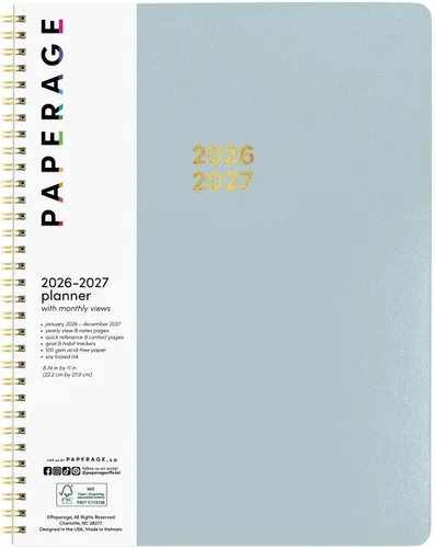 Vista 11 de PAPERAGE Planificador mensual y anual de 2 años, 24 meses (enero 2026 - diciembre 2027), 8.5 x 11 pulgadas, Planificador espiralado 2026-2027