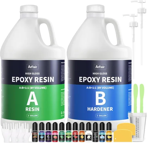 Vista 8 de Kit de Resina Epoxi de 1 Galón (0.5 Gal×2), Resina de Arte Cristalina Transparente, Fuerte Anti-Amarilleamiento Sin Burbujas 1:1 Fundición
