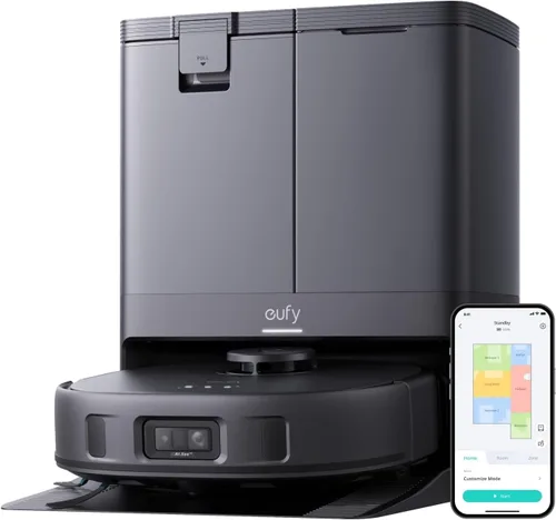 Vista 9 de eufy Robot aspirador Omni C20, robot aspirador y trapeador, auto vaciado, lavado automático de trapeador y secado automático para limpieza manos