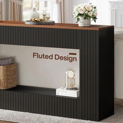Vista 7 de Tribesigns Mesa consola moderna, mesa de entrada de madera de 55 pulgadas con almacenamiento, mesa de sofá larga estrecha detrás del sofá para sala