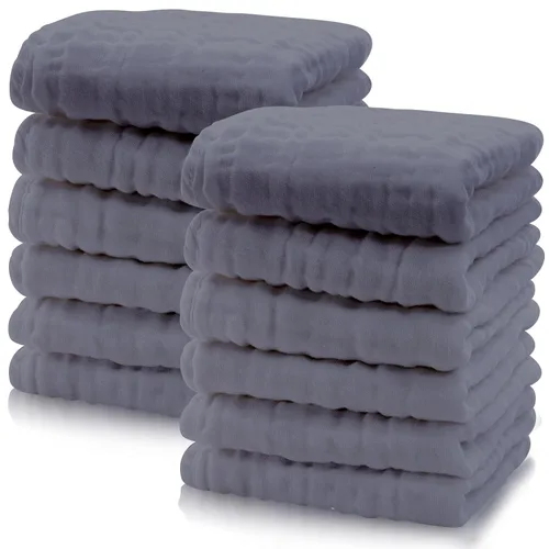 Vista 22 de Cute Castle Paquete de 24 paños de muselina para bebé, 100% algodón, ultra absorbentes, grandes, 20 x 10 pulgadas, trapos de leche súper Aguamarina