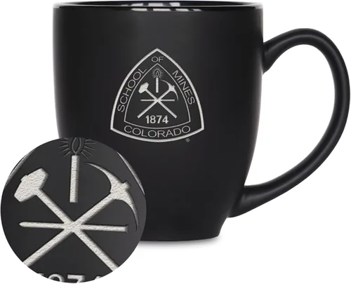 Vista 163 de Rico Industries - Taza de cerámica mate negra con grabado láser estándar de 15oz para NCAA (escuelas T & U) - Para bebidas calientes o frías