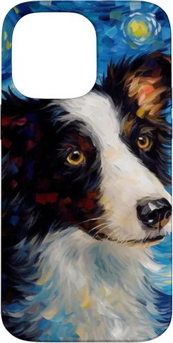 Vista 21 de iPhone 16 Border Collie Starry Night Van Gogh Border Collie Case