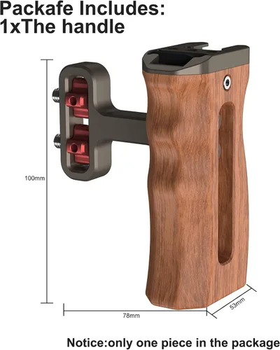 Vista 6 de Mini mango lateral de madera con tornillos de 1/4 de pulgada a 20 tornillos para cámara digital, jaula de cámara réflex digital con soporte de Mango