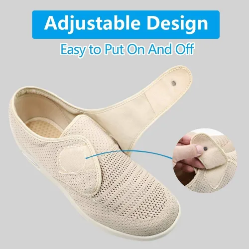 Vista 2 de Women's Diabetic Elderly Shoes Mesh Breathable Walking Sneakers Lightweight Adjustable Easy On and Off Strap Summer Slippers for Swollen Feet
