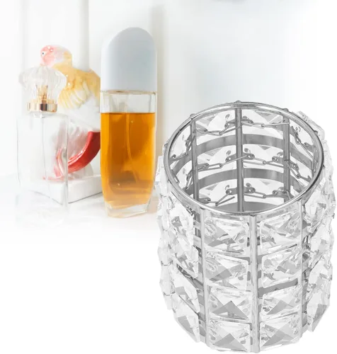 Vista 5 de Soporte para brochas de maquillaje, elegante caja de joyería de cristal, caja organizadora de joyas, aretes, anillos, organizador de tesoros