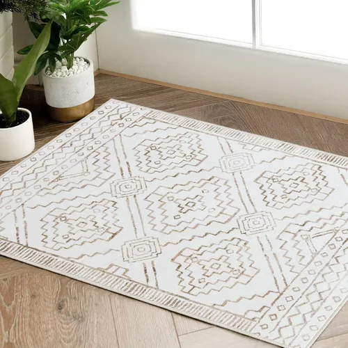 Vista 112 de jinchan - Tapete de pasillo marroquí de 2 x 6 pies con líneas, bohemio, lavable, para cocina, suave, geométrico, de lana sintética, antideslizante