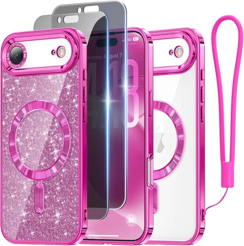 Vista 76 de Meifigno - Funda diseñada para el iPhone 16 Pro de 6.3", [Tarjeta de purpurina y correa para la muñeca] [Compatible con MagSafe]