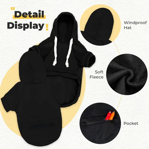Vista 5 de Petcare Sudaderas con capucha básicas para perros pequeños, medianos y grandes, gatos, ropa para cachorros, suéteres de felpa suaves y cálidos