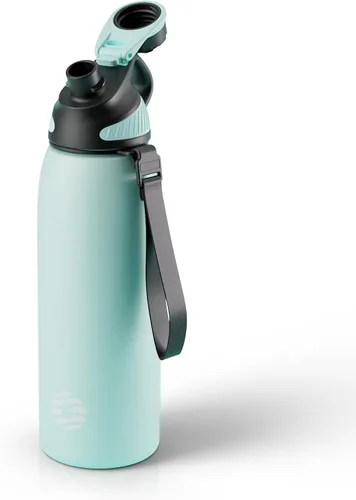 Vista 11 de Fjbottle Botella de agua aislada de acero inoxidable, botellas de agua a prueba de fugas de 32 onzas, vaso reutilizable de hielo, jarra de vacío