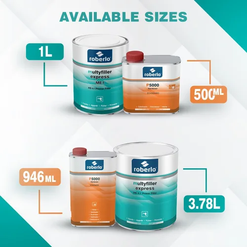 Vista 7 de Roberlo Multyfiller Express ME1 - Relleno de imprimación 1L + endurecedor P5000 de 16.9 fl oz, imprimación acrílica de alta construcción 2K