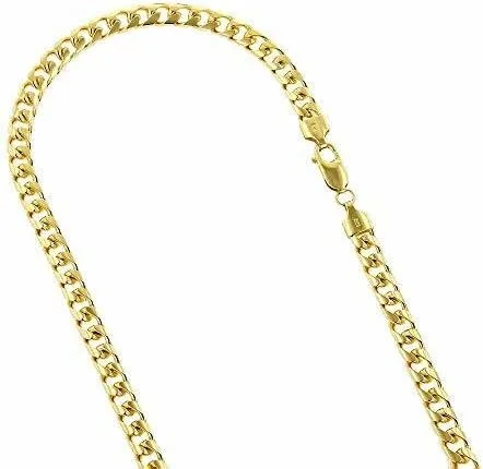 Vista 5 de The Diamond Deal Mens Hollow 10K Yellow Gold 4.5mm Shiny Hollow Miami Cuban Link Chain Necklace For men for Pendants Or Mens Bracelet with