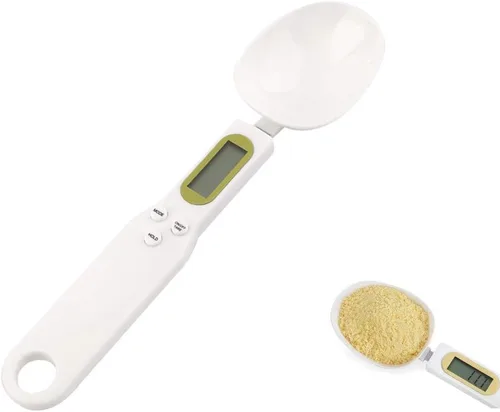 Vista 8 de Cuchara de báscula de alimentos, báscula de cocina portátil de alta precisión para el hogar, 1.1 lb/500 g (0.00 oz) LCD electrónico preciso, Azul