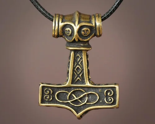 Vista 2 de Thors Hammer Necklace Pendant - Mjölnir Viking Norse Thor Hammer Pendant Viking Jewelry - Thor Necklace - Thor Gifts for Men - Viking Necklace for