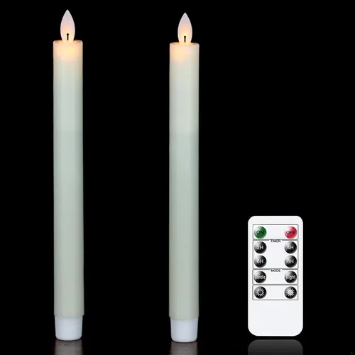 Vista 25 de Wondise Velas Cónicas Sin Llama con Control Remoto Temporizador, Candelabros Rojos Cerosos Reales a Batería Velas LED de Mecha 3D para Decoración