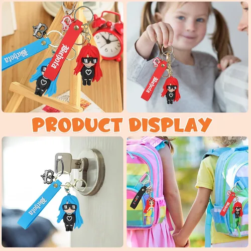 Vista 2 de 3 llaveros Karol Llaveros cantantes Llavero de sirena Llaveros para coche Lindo llavero de música Karol Accesorios de bolsa para niños, regalo