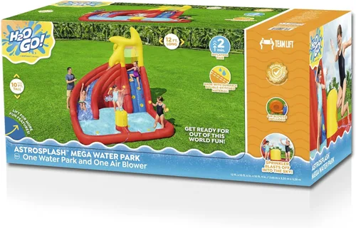Vista 7 de H2OGO! AstroSplash - Parque acuático inflable para niños con soplador resistente Ondas de cascada